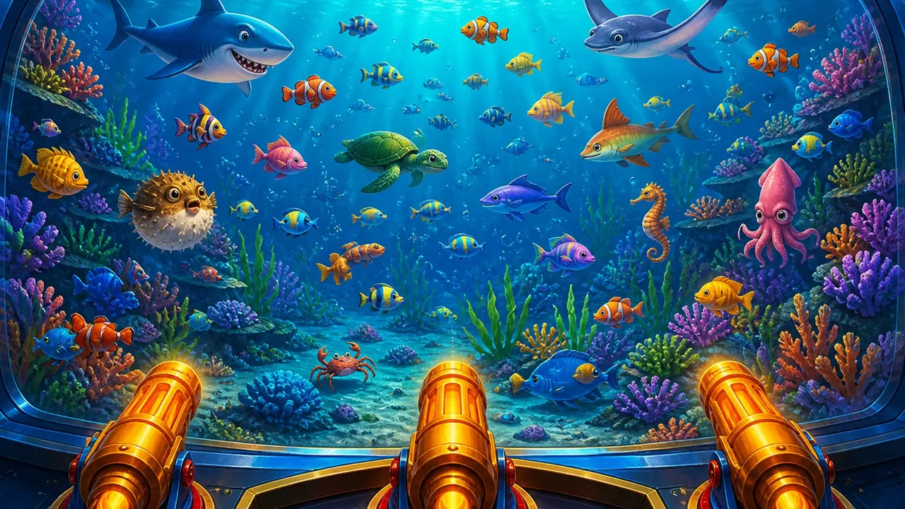 Three cannons sharing one tropical fish tank